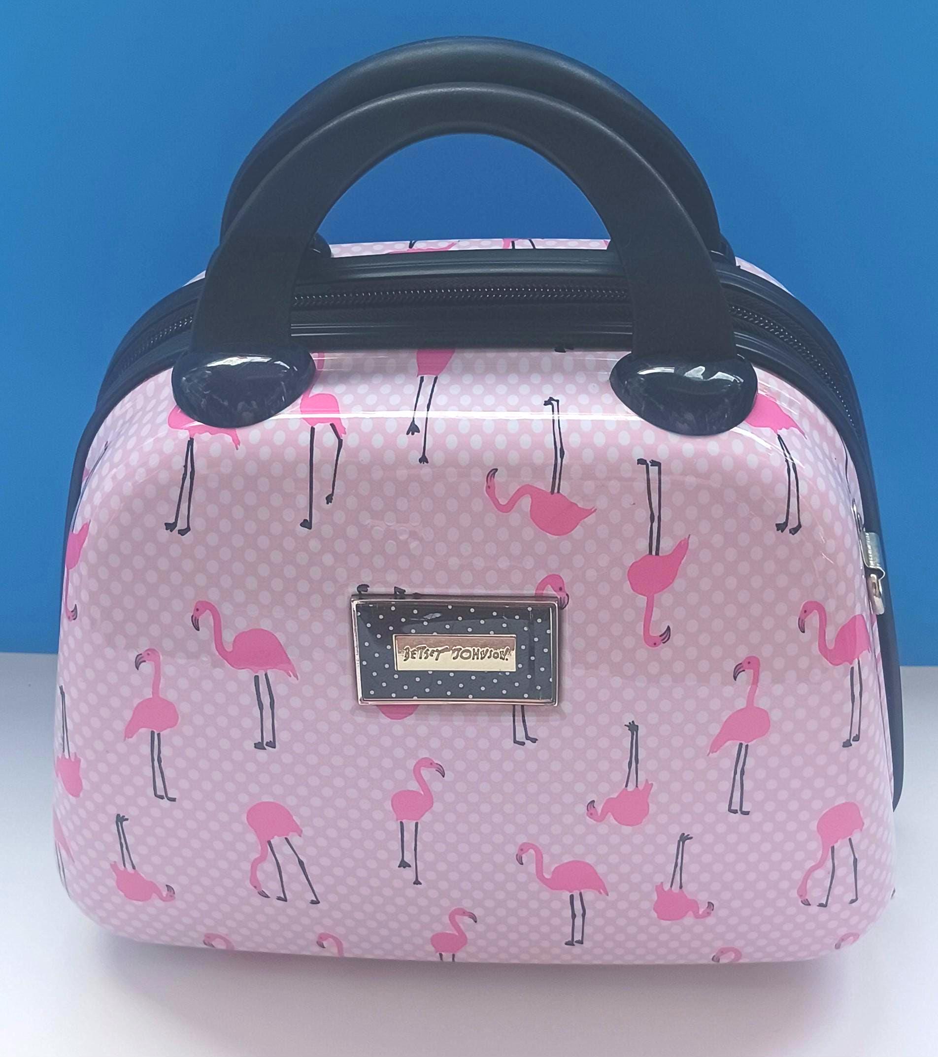 betsey johnson travel makeup bag Betsey Johnson Hard Shell Pink Flamingos Travel Cosmetics Bag, Retro Makeup  Bag Betsey Johnson