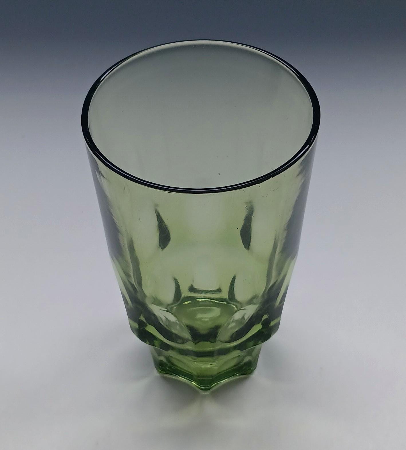 Set of Two Vintage 1970s Green Glass Tumblers - Retro Barware Set. - Etsy