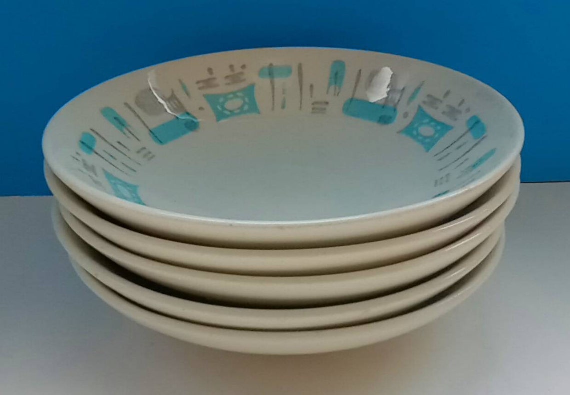 Set of Five Mid Century Blue Heaven Royal China Dinnerware Etsy