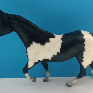 Vintage Hard Plastic Black And White Horse, Horse Lover, Mid Century Plastic Horse Figure.