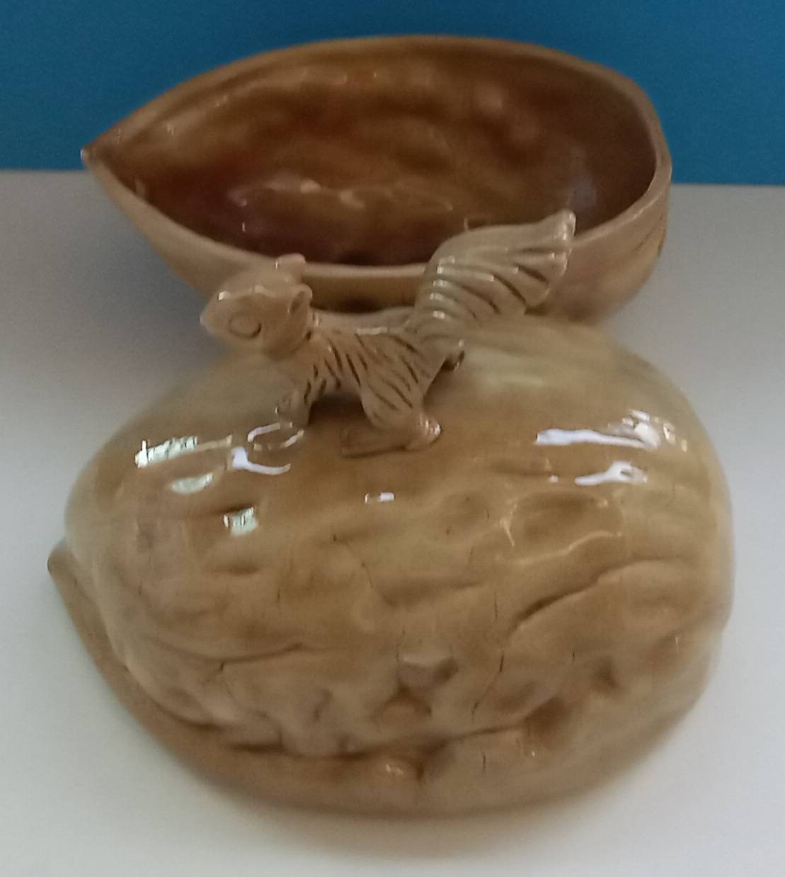 Vintage Ceramic Nut Bowl With Squirrel Top Novelty Nut Bowl Etsy
