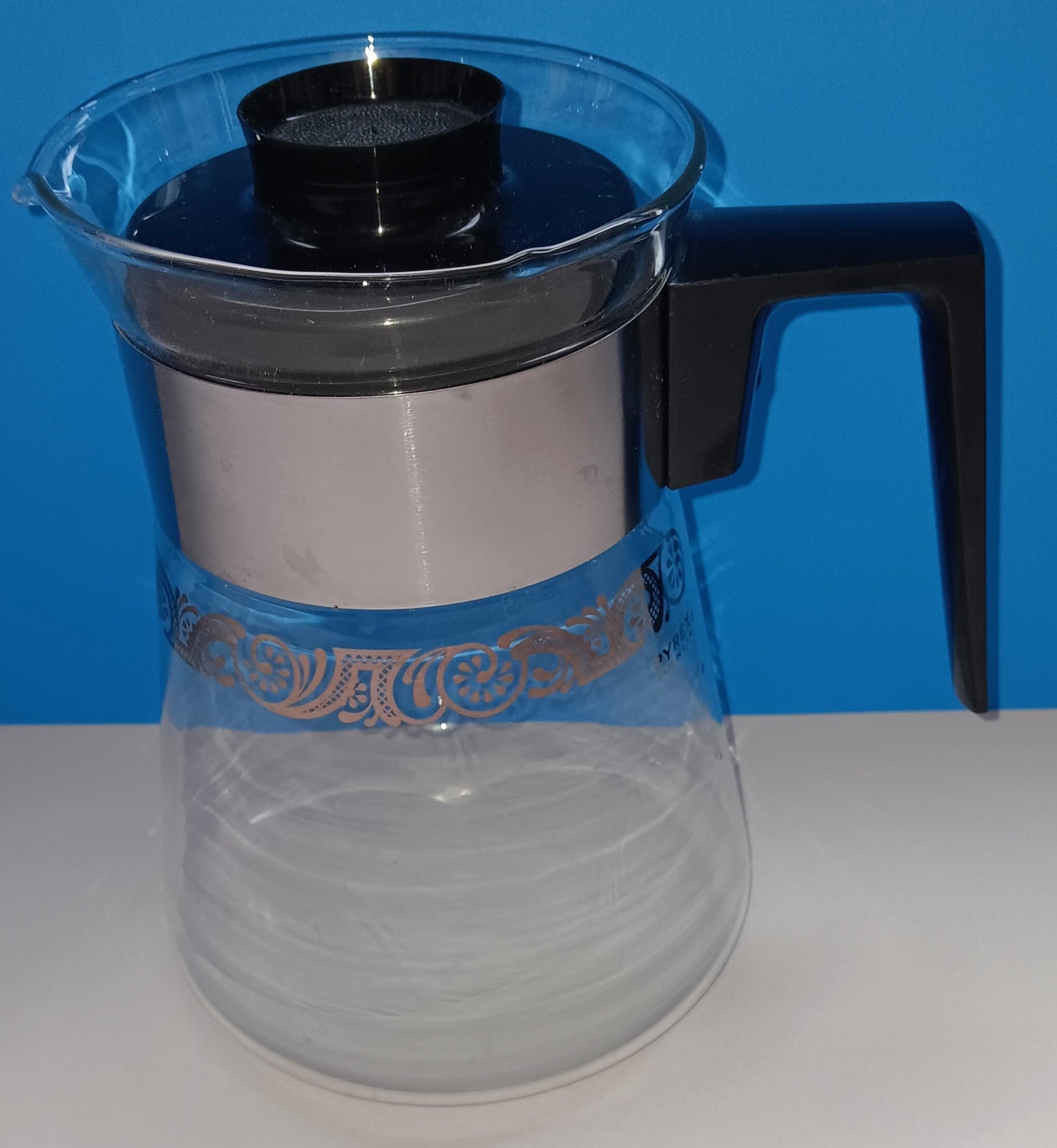 Vintage Pyrex Eight Cup Glass Coffee Carafe, Mid Century Vintage Pyrex Eight Cup Glass Coffee Carafe, Mid Century
