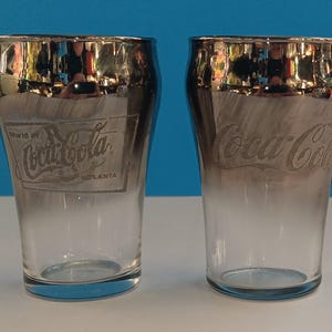 Vintage Coca Cola Silver Fade Drink Glasses