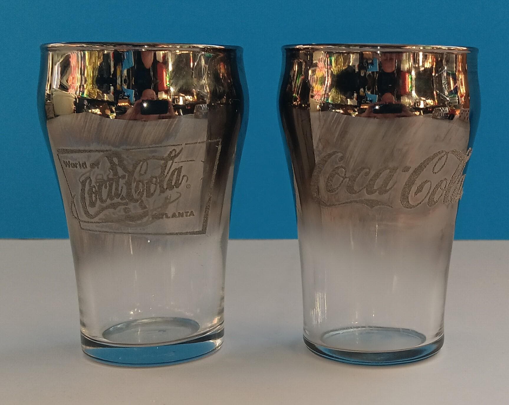Set of Two Vintage Coca Cola Silver Fade Drink Glasses. - Etsy