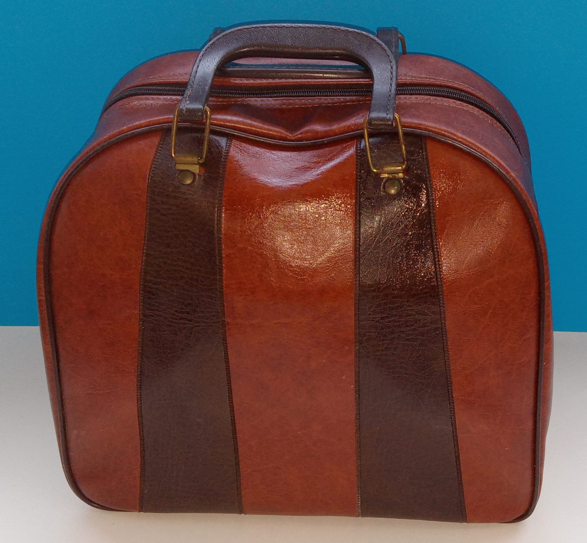 Vintage Bowling Bag Wide Bottom Blue Bowling Ball Carrying 