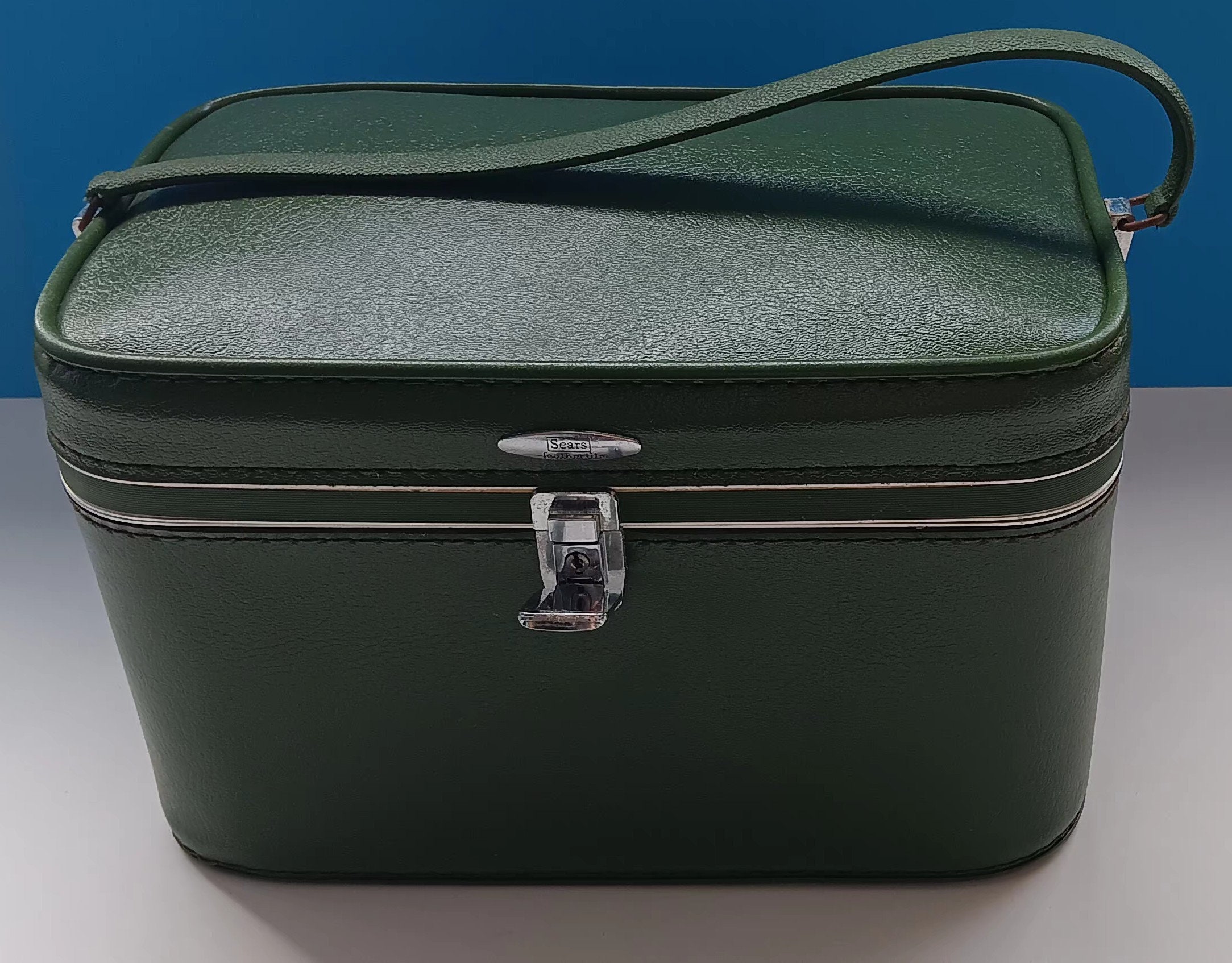 Vintage Sears Avocado Green Train Case: 1960s Mid Century Retro - Etsy