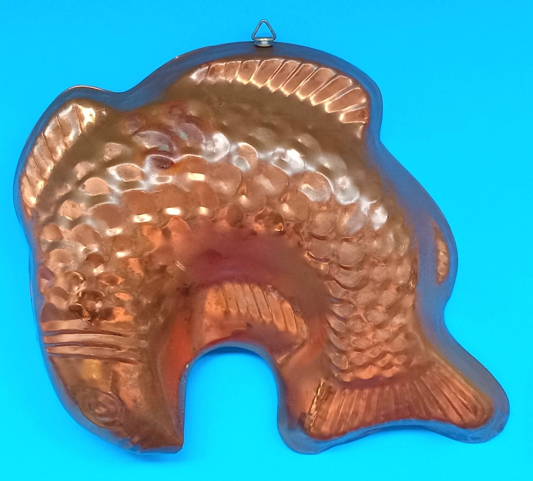 Vintage Copper Fish Jello Mold, Retro Jello Mold, 1970s Jello Mold