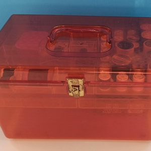 Vintage Burnt Orange  Plastic Wil Hold Sewing Caddy With Two Storage Trays, Sewing Supplies, Vintage Wil Hold Sewing Storage Box.