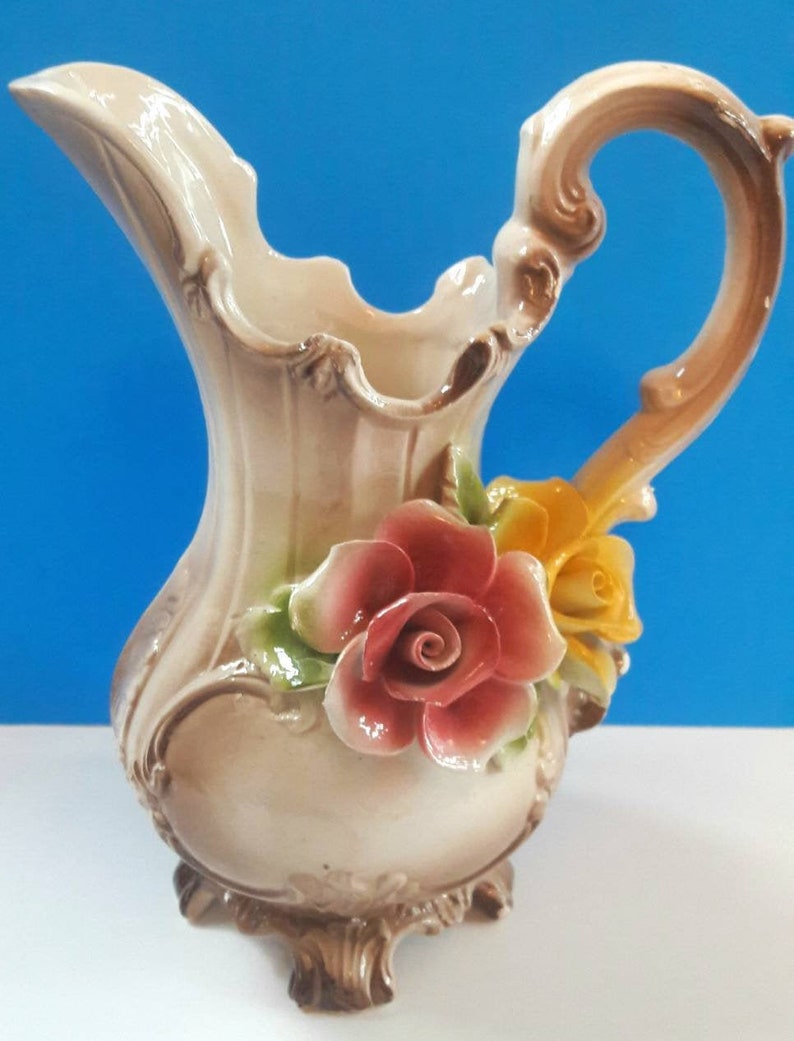 Vintage Capodimonte Porcelain Vase Capodimonte Pitcher Vase Etsy