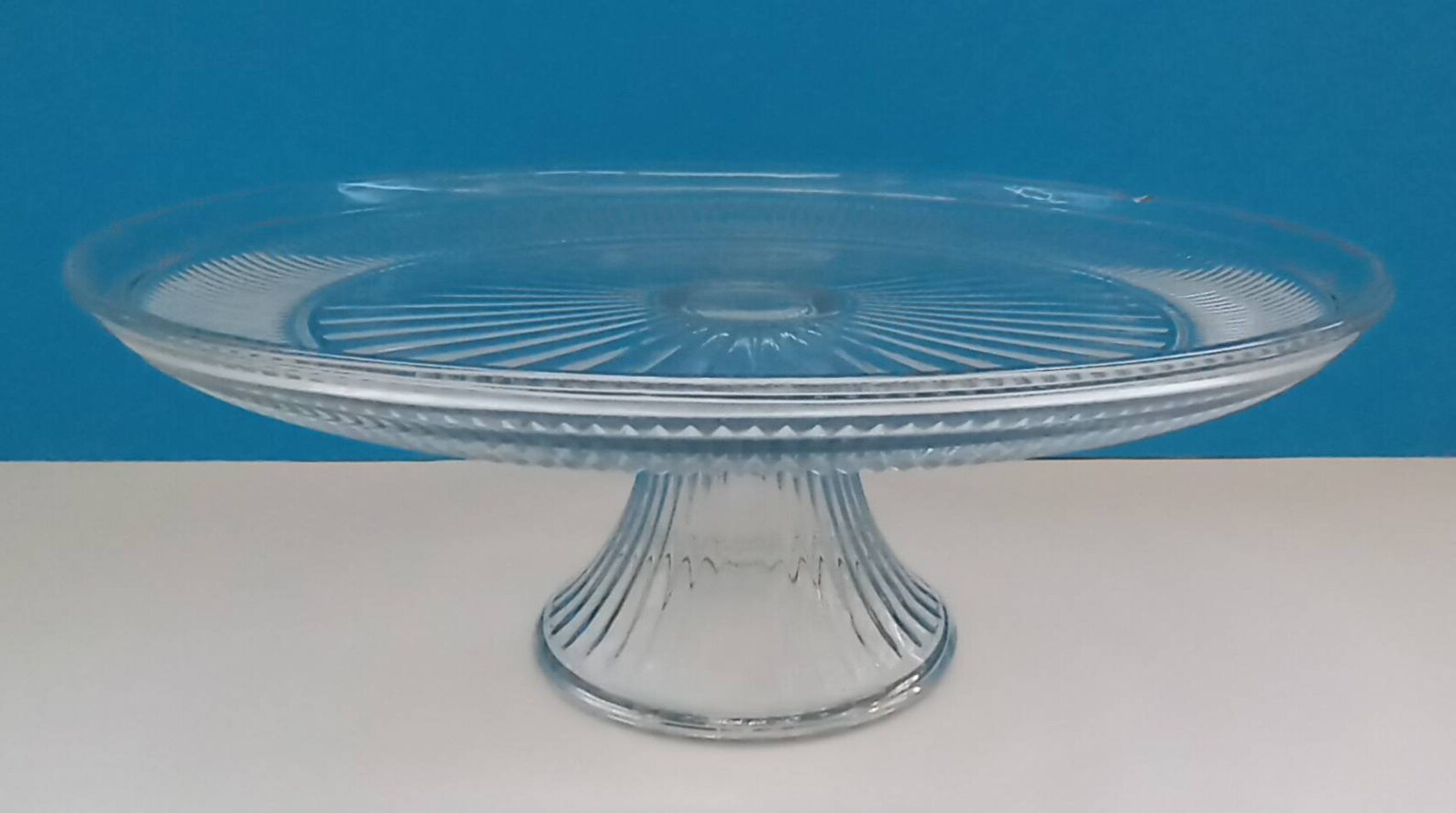 Mid Century Glass Cake Stand With Dome Heavy Glass Cake Stand Etsy