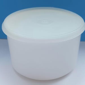 Vintage Tupperware Round Storage Container, White Vintage