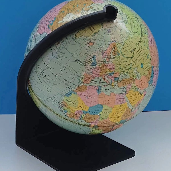 Vintage 1976 World Globe By Scanglobe, Reyhani Design Technik, Retro World Globe, 1976  World Globe With Black Plastic Base.