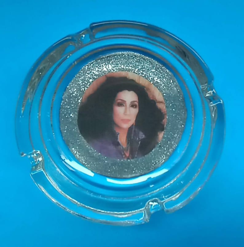 Handmade Cher Glass Ashtray Cher Smoke Accessory Retro image 1