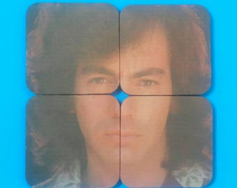 Heat Transfer Rubber Drink Coaster Set Of Four, Neil Diamond Puzzle Coaster Set, Rock Star, Pop Star Coasters, Drink Coasters, Neil Diamond.