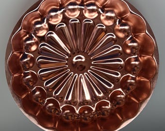 銅製 フラワー型 デザート型 ヴィンテージ銅製ゼリー型：花柄風車デザイン、レトロなキッチン