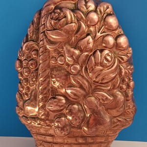 Vintage Copper Flower Basket Jello Mold, Retro Jello Mold Basket Of Flowers.