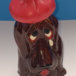 Vintage Enesco Ceramic Crying Basset Hound Dog Liquor Decanter With Cork Top, Mid Century Novelty Dog Decanter. image 9