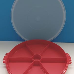 Vintage Tupperware rundes geteiltes Serviertablett # 405-1