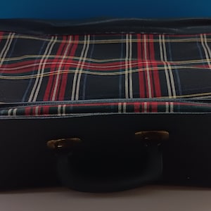Vintage Soft Shell Red Tartan Plaid Suitcase, Retro 1960s Plaid Luggage. image 10