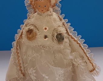 Vintage Chalkware Infant of Prague Statue - Mid Century Religious Decor