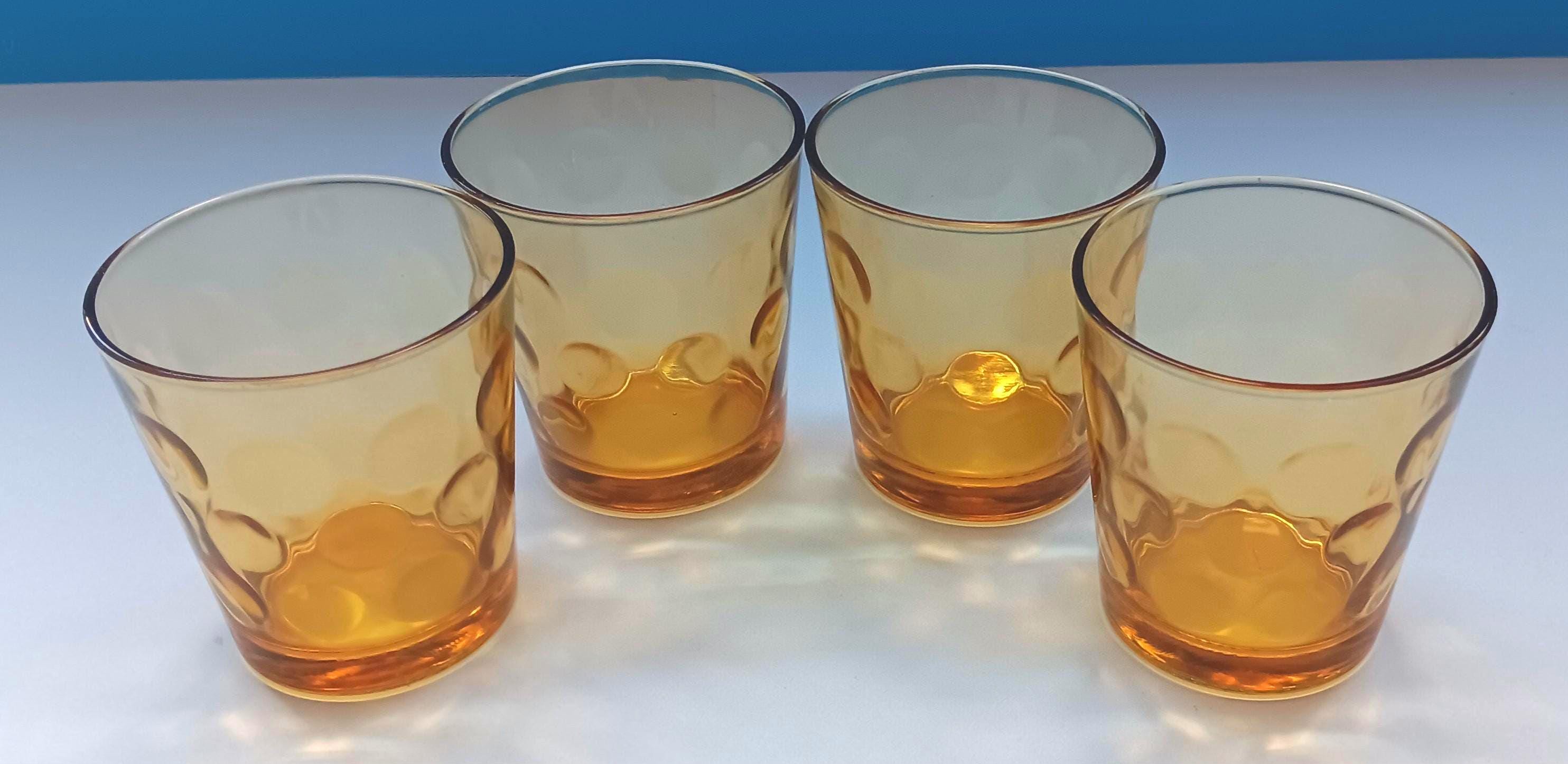 拇印デザインのミッドセンチュリー アンバー ローボール ドリンク