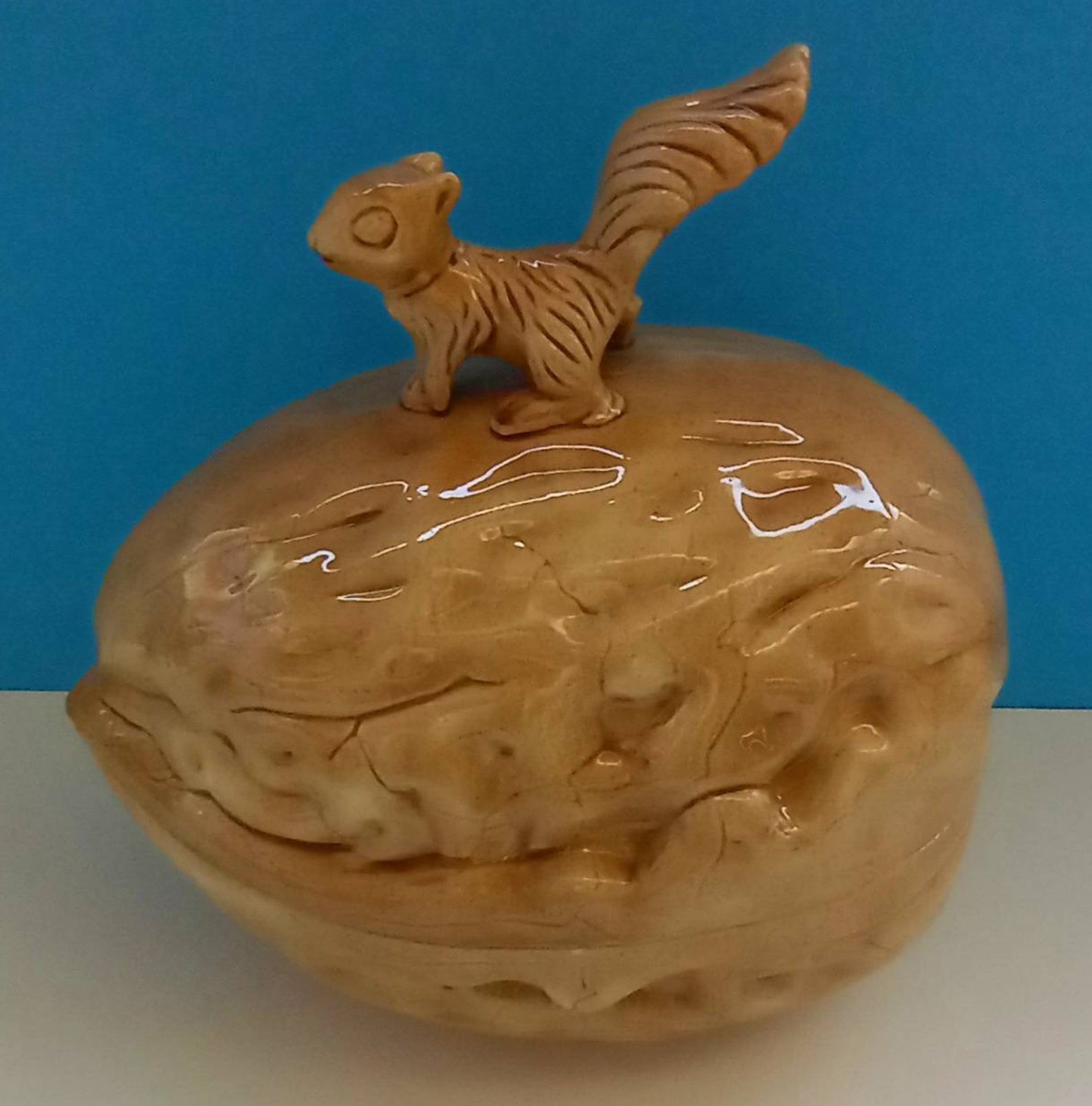 Vintage Ceramic Nut Bowl With Squirrel Top Novelty Nut Bowl Etsy