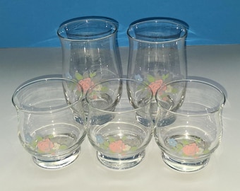 Vintage Libbey Tea Rose Glass Tumbler, 1960s Floral Stripe - Etsy