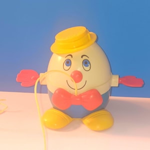 Vintage 1970s Fisher Price Humpty Dumpty Pull Toy, Collectible Fisher Price Toy #736.