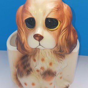 「C. Spaniel - 7081」置物 Mid Century Ceramic Cocker Spaniel Planter by Lefton, Vintage Dog