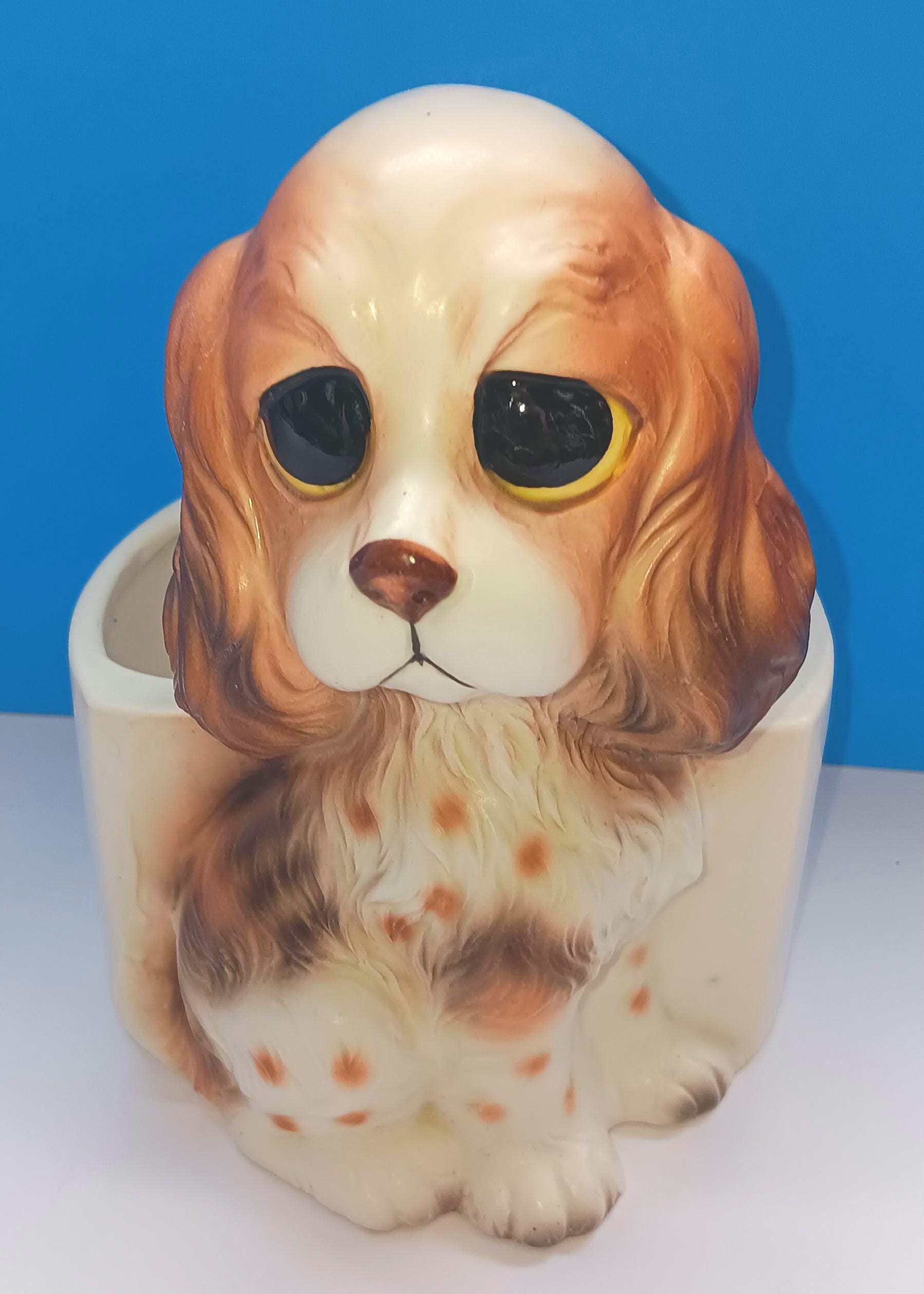 Mid Century Ceramic Cocker Spaniel Planter by Lefton, Vintage Dog