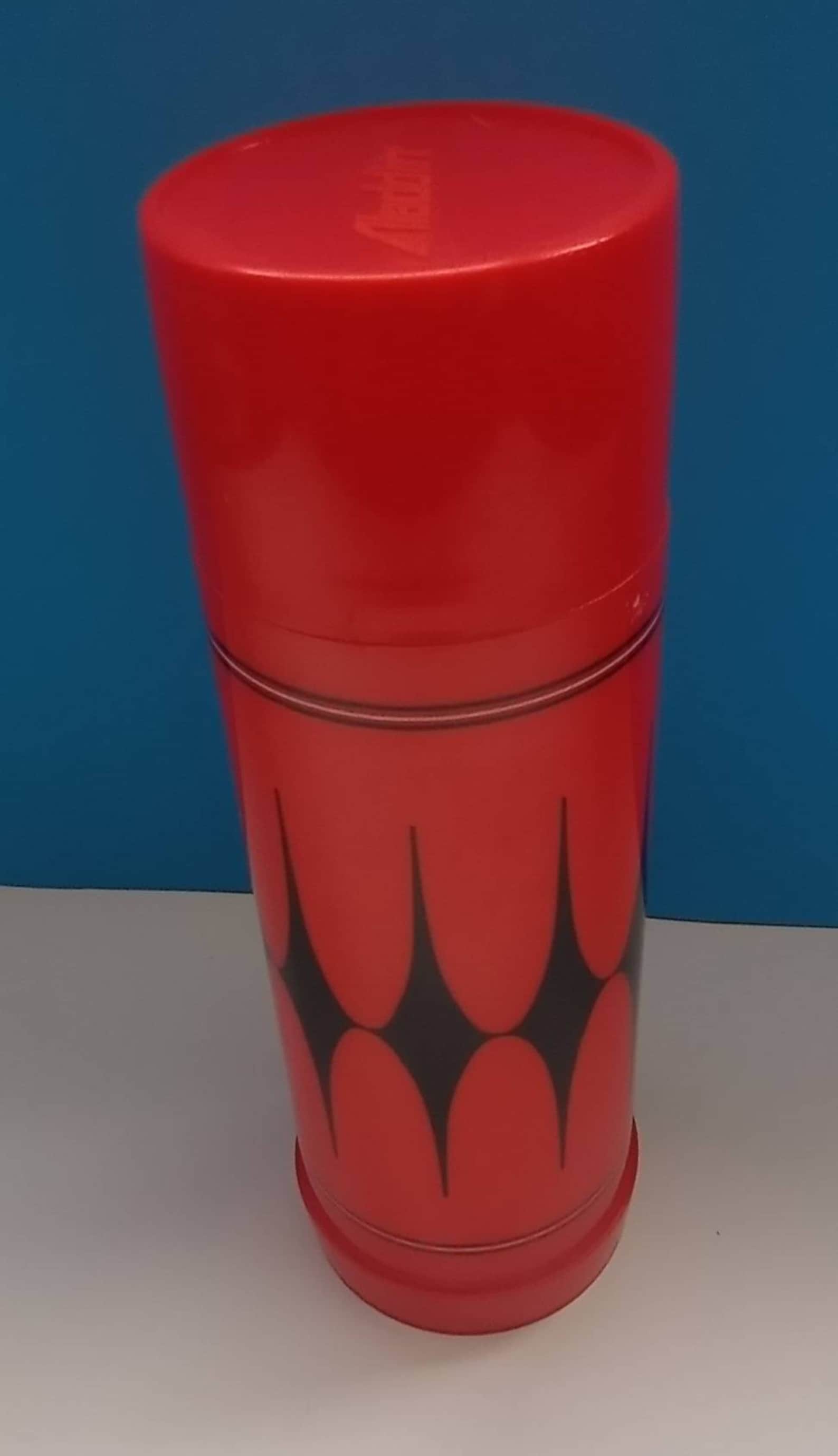 Vintage Aladdin One Pint Thermos Red Black Diamond Design Etsy