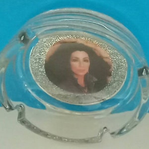 Handmade Cher Glass Ashtray, Cher, Smoke Accessory, Retro Music Ashtray, Cher Ashtray, Music Icon, Rock Star, Made By Mod. image 6