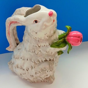 Vintage Ceramic Bunny Rabbit Pitcher By Magenta China, Retro Rabbit Drink Pitcher.