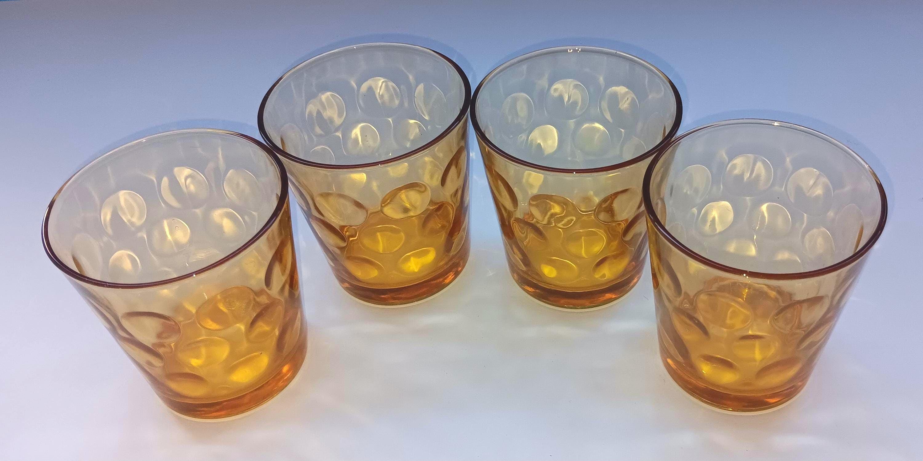 拇印デザインのミッドセンチュリー アンバー ローボール ドリンク