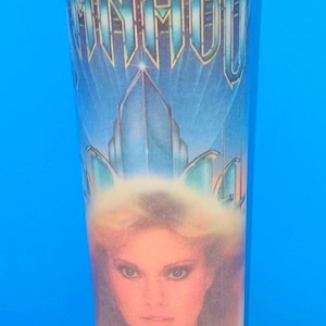 Handgemaakte Xanadu-filmkaars: Olivia Newton John jaren 80-decor