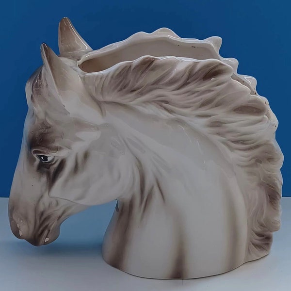 Vintage Ceramic Horse Head Planter By Inarco, Mid Century Stallion Head Planter Ceramic By Inarco #E-6560.