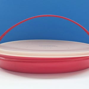 Vintage Tupperware delad serveringsbricka med bärhandtag, Vintage Tupperware bricka #405-2.
