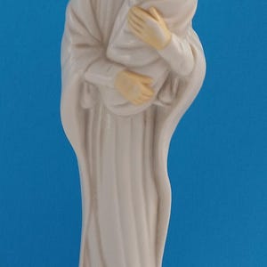 Vintage Porcelain Madonna And Child Statue, Vintage Ceramic Virgin Mary And Baby Jesus Figure.
