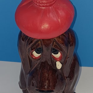 Vintage Enesco Ceramic Crying Basset Hound Dog Liquor Decanter With Cork Top, Mid Century Novelty Dog Decanter. image 10