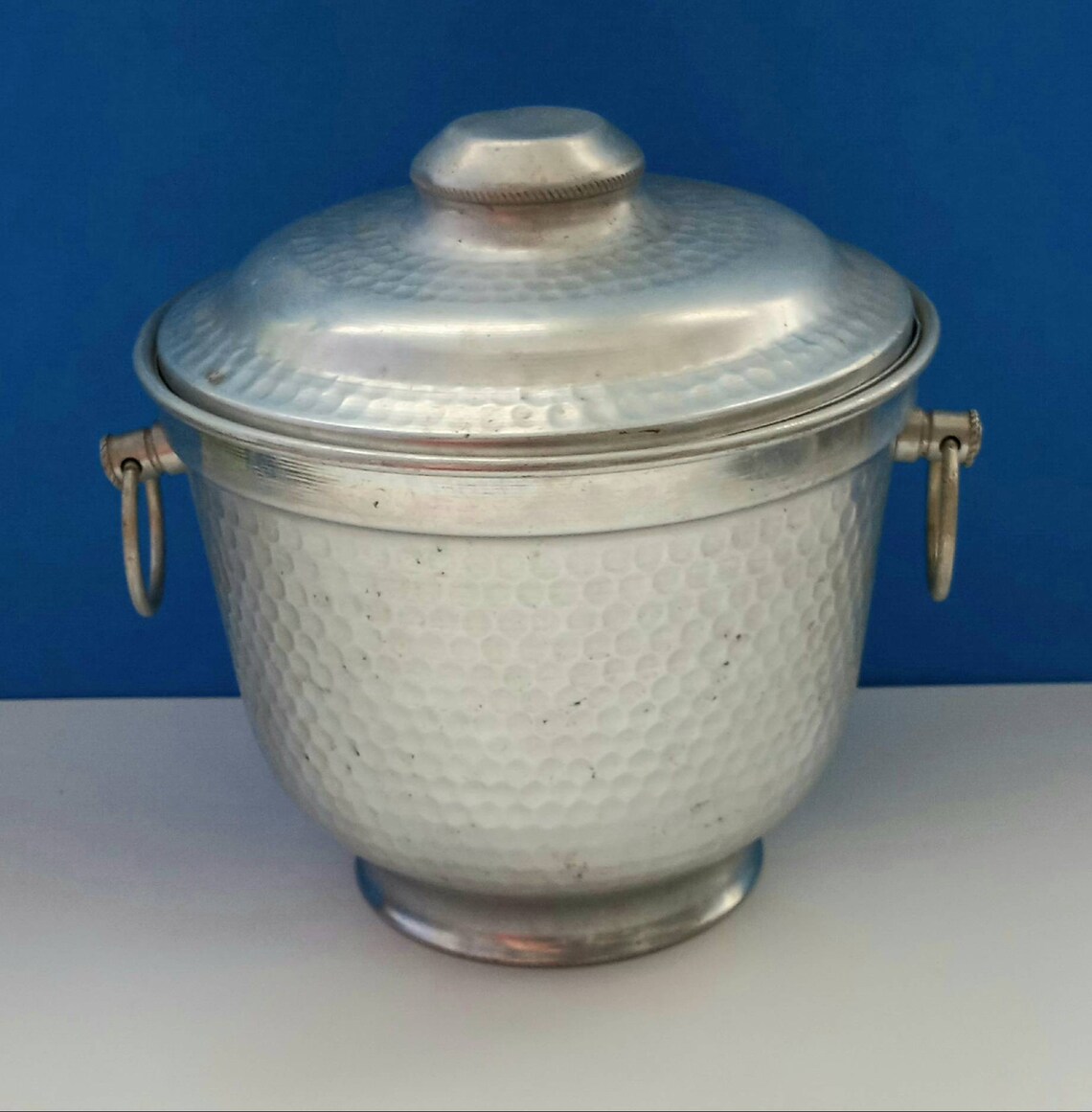 Mid Century Hammered Aluminum Ice Bucket Made In Italy Etsy