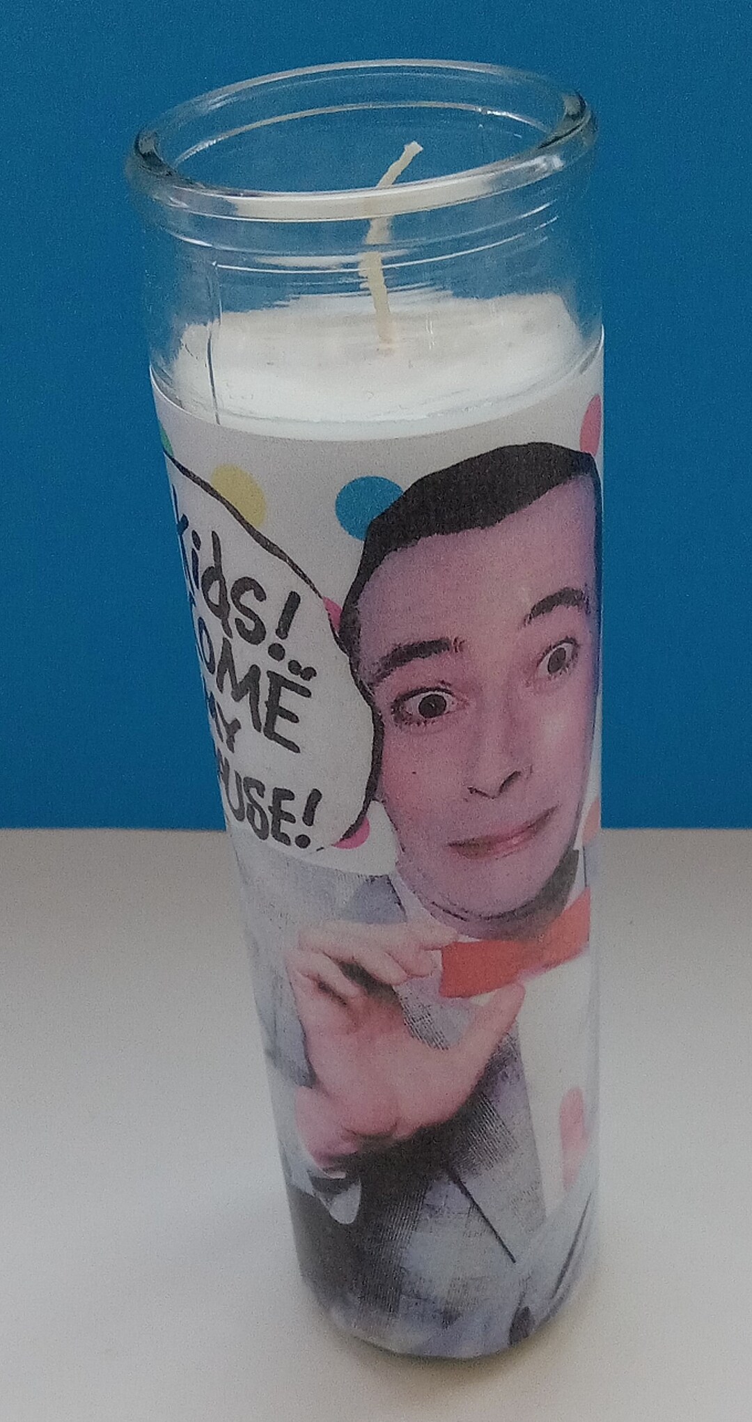 Handmade Peewee Herman Glass Container Candle Glass Candle Etsy Canada