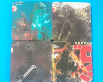 Handmade Godzilla Heat Transfer Rubber Drink Coaster Set Of Four, Godzilla, Retro Science Fiction Coasters, Sci Fi Movie,  Japanese Movie.