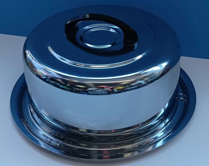 Mid Century Everedy Company Chrome Cake Carrier, Vintage Everedy Cake