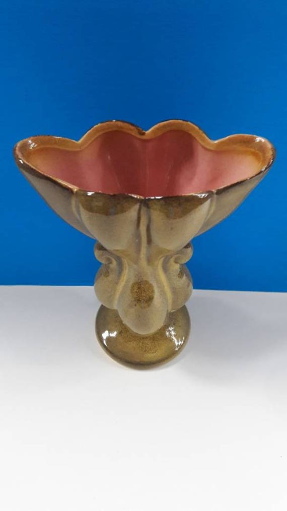 Vintage Gonder Pottery Vase Two Toned Ceramic Vase Retro Etsy
