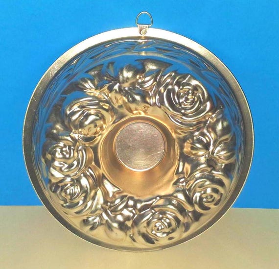 Vintage Copper Jello Mold With Rose Design By AHC,  Retro Jello Mold.