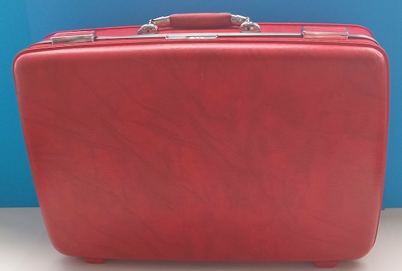 Red hard cheap case suitcase