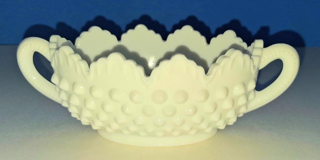 フェントン Fenton ミルクガラス フリル ラージ ボウル フルーツ　ボウル ミッドセンチュリー フェントン ホブネイル ミルクガラス キャンディ