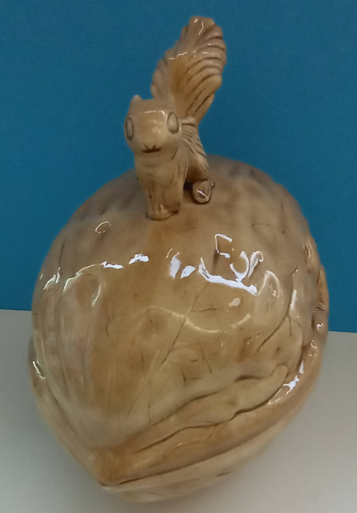 Vintage Ceramic Nut Bowl With Squirrel Top Novelty Nut Bowl Etsy