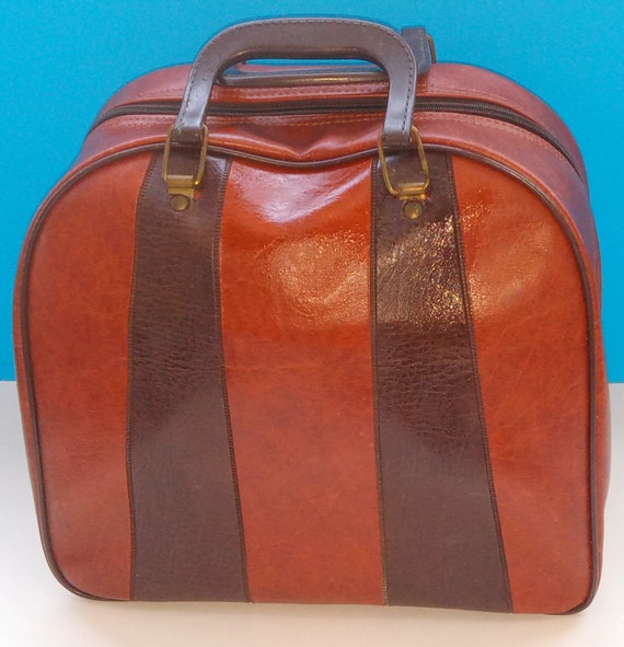 Vintage Faux Leather Bowling Bag 1970s Bowling Ball Bag 