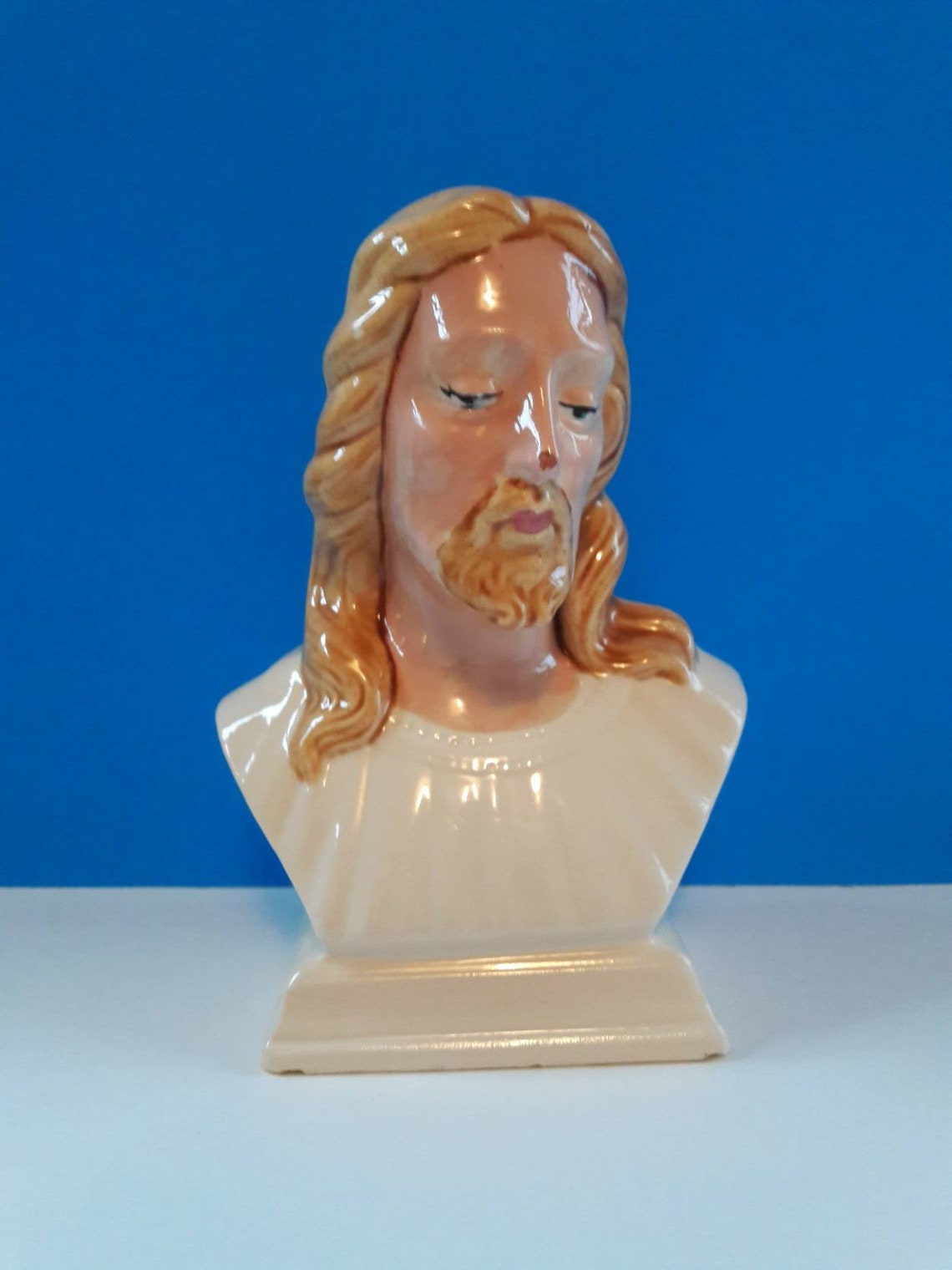 Vintage Ceramic Jesus Bust Handmade Ceramic Jesus Vintage Etsy
